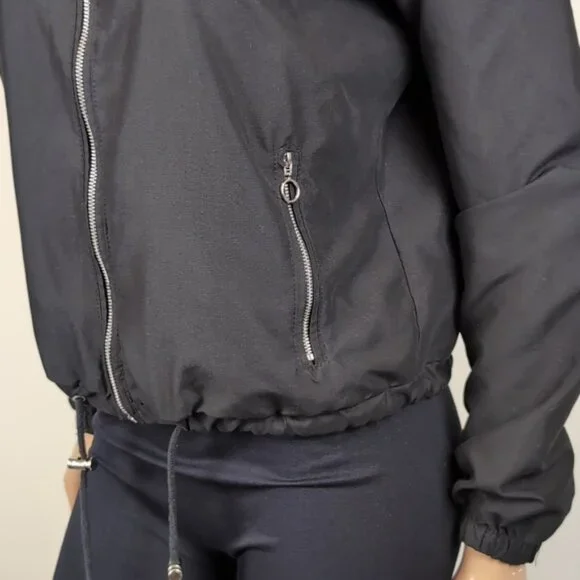 Suzy Shier Soft Shell Hooded Jacket Black Drawstring Adjustable Spring Fall - Picture 3 of 11